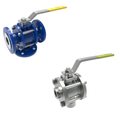 3-way L -type jacket ball valve, DN-15-1-2-CARD-CARBON STEEL-Flanged