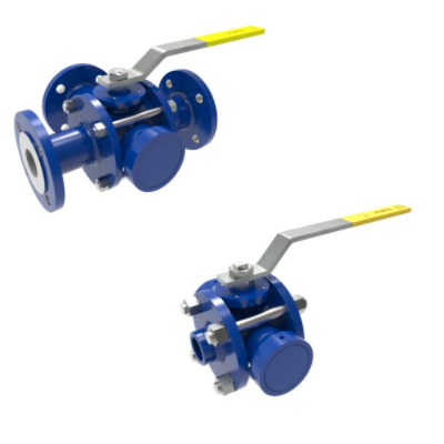 3-way t -tipi ball valve, DN-100-4-inch-Carbon Steel-PN40 flange
