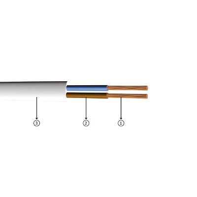 2x0,5*, PVC isoly, flat flexible, copper conductor cables, H03VVH2-F, H05VVH2-F