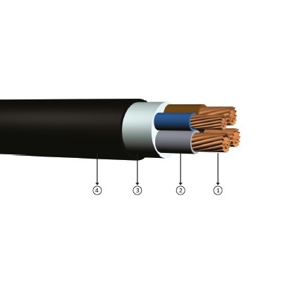 3x16+10, 0.6/1 kV PVC insulated, multi-core, copper conducter cables, YVV-R, CU/PVC/PVC, NYY