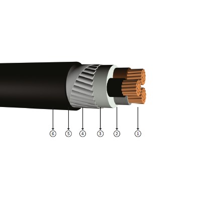 3x16, 0.6/1 kV PVC insulated, flat steel wire armoured, multi-core, copper conducter cables, YVZ3V-R, NYFGY
