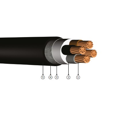 4x4, 0.6/1 kV PVC izoleli, çift kat çelik bant zırhlı, çok damarlı, bakır iletkenli kablolar, YVZ4V-U, YVZ4V-R, CU/PVC/DSTA/PVC, NYBY