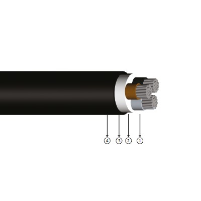 3x16, 0.6/1 kV PVC izoleli, çok damarlı, alüminyum iletkenli kablolar, YAVV-R, AL/PVC/PVC, NAYY
