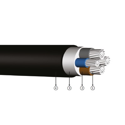 3x16+10, 0.6/1 kV PVC izoleli, çok damarlı, alüminyum iletkenli kablolar, YAVV-R, AL/PVC/PVC, NAYY