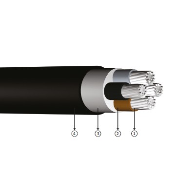 4x16, 0.6/1 kV PVC izoleli, çok damarlı, alüminyum iletkenli kablolar, YAVV-R, AL/PVC/PVC, NAYY