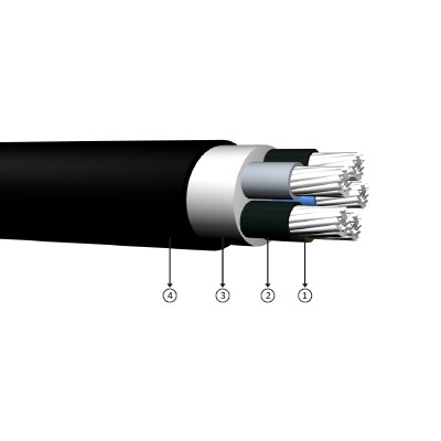 5x6, 0.6/1 kV PVC izoleli, çok damarlı, alüminyum iletkenli kablolar, YAVV-R, AL/PVC/PVC, NAYY