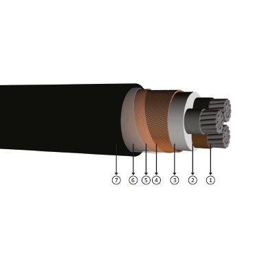 3x95/50, 0.6/1 kV PVC insulated, concentric conductor, multi-core, aluminum conducter cables, Yavcv-R, Al/PVC/SC/PVC, Naycy
