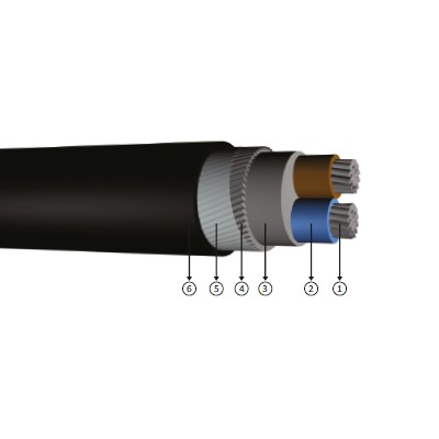 2x25, 0.6/1 kV PVC insulated, round steel wire armoured, multi-core, aluminum conducter cables, Yavz2V-R, AL/PVC/SWA/PVC, Nayry
