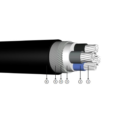 3x25+16, 0.6/1 kV PVC izoleli, yuvarlak çelik tel zırhlı, çok damarlı, alüminyum iletkenli kablolar, YAVZ2V-R, AL/PVC/SWA/PVC, NAYRY