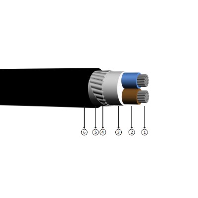 2x25, 0.6/1 kV PVC insulated, flat steel wire armoured, multi-core, aluminum conducter cables, 3V-r, nayfgy