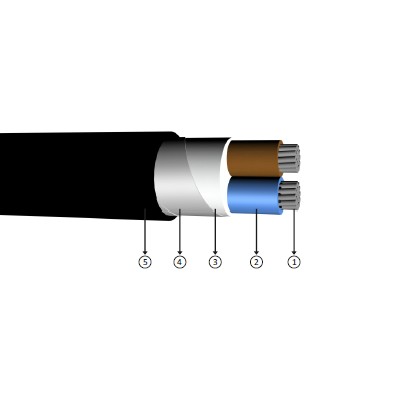 2x35, 0.6/1 kV PVC izoleli, çift kat çelik bant zırhlı, çok damarlı, alüminyum iletkenli kablolar, YAVZ4V-R, AL/PVC/DSTA/PVC, NAYBY