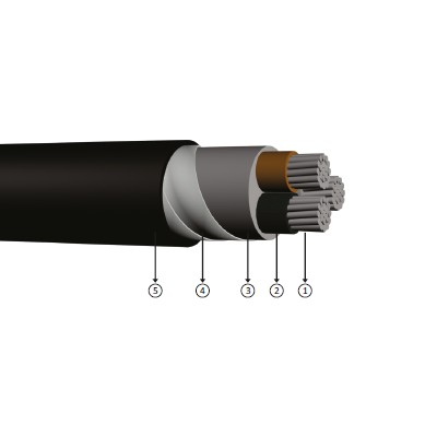 3x25, 0.6/1 kV PVC izoleli, çift kat çelik bant zırhlı, çok damarlı, alüminyum iletkenli kablolar, YAVZ4V-R, AL/PVC/DSTA/PVC, NAYBY