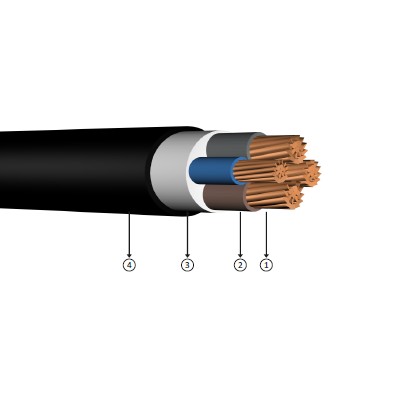 3x16+10, 0.6/1 kV XLPE izoleli, çok damarlı, bakır iletkenli kablolar, YXV-U, YXV-R, CU/XLPE/PVC, N2XY
