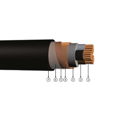 3x25/16, 0.6/1 kV XLPE izoleli, konsantrik iletkenli, çok damarlı, bakır iletkenli kablolar, YXCV-R, CU/XLPE/SC/PVC, N2XCY