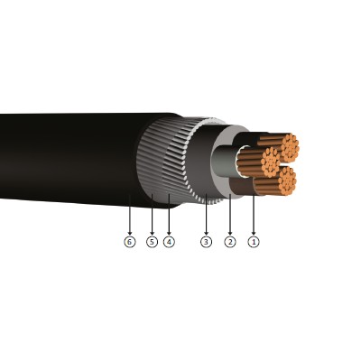 3x6, 0.6/1 kV XLPE insulated, round steel armoured wire, multi-core, copper-conducter cable, YXZ2V-U, YXZ2V-R, CU/XLPE/SWA/PVC, N2xry