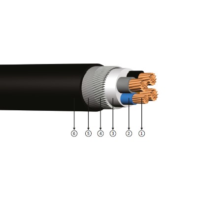 3x16+10, 0.6/1 kV XLPE izoleli, yuvarlak çelik zırhlı tel, çok damarlı, bakır iletkenli kablo, YXZ2V-R, CU/XLPE/SWA/PVC, N2XRY