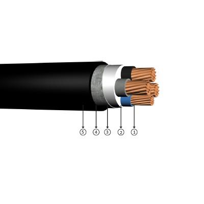 3x16+10, 0.6/1 kV XLPE izoleli, çift kat çelik bant zırhlı, çok damarlı, bakır iletkenli kablolar, YXZ4V-R, CU/XLPE/DSTA/PVC, N2XBY