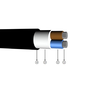 2x25, 0.6/1 kV XLPE insulated, multi-core, aluminum conducter cables, YAXV-R, AL/XLPE/PVC, Na2xy