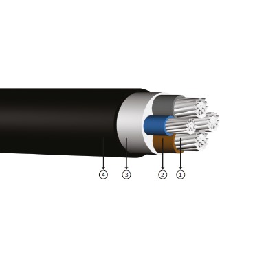 3x25+16, 0.6/1 kV XLPE izoleli, çok damarlı, alüminyum iletkenli kablolar, YAXV-R, AL/XLPE/PVC, NA2XY