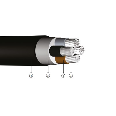 4x25, 0.6/1 kV XLPE insulated, multi-core, aluminum conducter cables, YAXV-R, AL/XLPE/PVC, Na2xy
