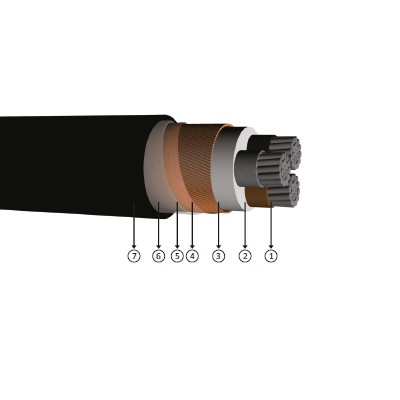 3x70/35, 0.6/1 kV XLPE insulated, concentric conductor, multi-core, aluminum conducter cables, YAXCV-R, AL/XLPE/SC/PVC, NA2xcy