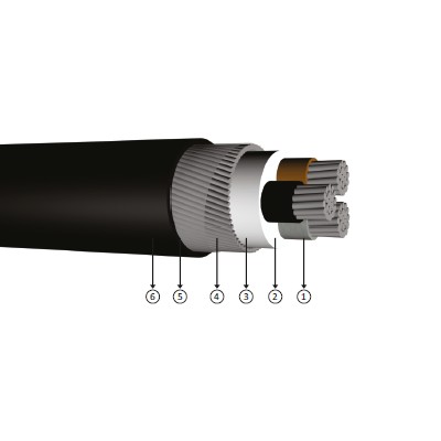 3x185, 0.6/1 kV XLPE insulated, round steel wire armoured, multi-core, aluminum conducter cables, Yaxz2V-R, Al/XLPE/SWA/PVC, NA2xry