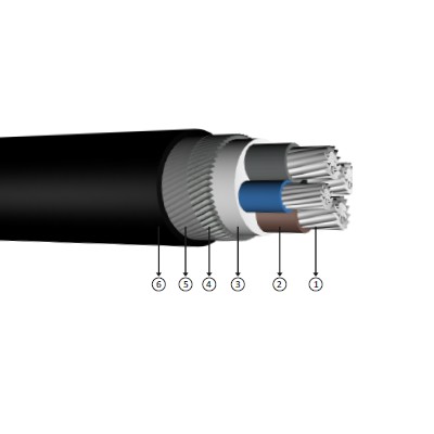 3x25+16, 0.6/1 kV XLPE izoleli, yuvarlak çelik tel zırhlı, tek damarlı, alüminyum iletkenli kablolar, YAXZ2V-R, AL/XLPE/SWA/PVC, NA2XRY