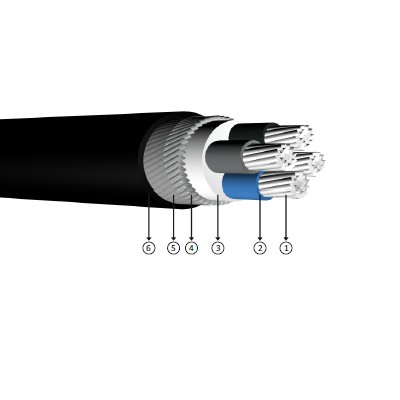4x25, 0.6/1 kV XLPE izoleli, yuvarlak çelik tel zırhlı, çok damarlı, alüminyum iletkenli kablolar, YAXZ2V-R, AL/XLPE/SWA/PVC, NA2XRY