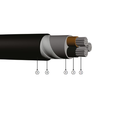 3x25, 0.6/1 kV XLPE izoleli, çift kat çelik bant zırhlı, çok damarlı, alüminyum iletkenli kablolar, YAXZ4V-R, AL/XLPE/DSTA/PVC, NA2XBY