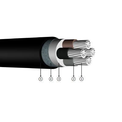 4x25, 0.6/1 kV XLPE izoleli, çift kat çelik bant zırhlı, çok damarlı, alüminyum iletkenli kablolar, YAXZ4V-R, AL/XLPE/DSTA/PVC, NA2XBY