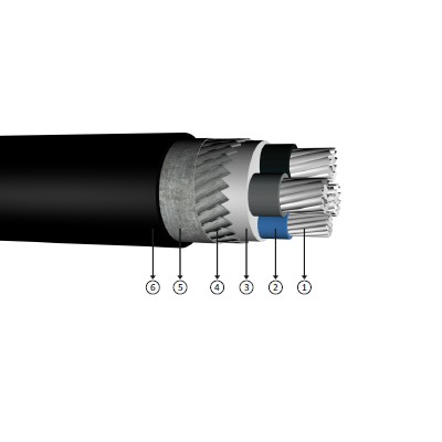 3x25+16, 0.6/1 kV XLPE insulated, flat steel wire armoured, multi-core, aluminum conducter cables, YAXZ3V-R, Na2xfgy