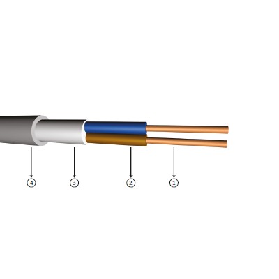 2x2,5 re, 300/500V halogen-free, flame-free XLPE insulating, multi-core, copper-conducter cables, NHXMH-O, NHXMH-J (052xz1-U, 052xz1-r)
