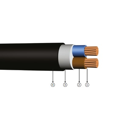 2x2,5, 0.6/1 kV halogen-free, flame retardant, XLPE insulated, multi-core, copper conducter cables, YXZ1-U, YXZ1-R, CUXLPE/LSZH, N2xh-O
