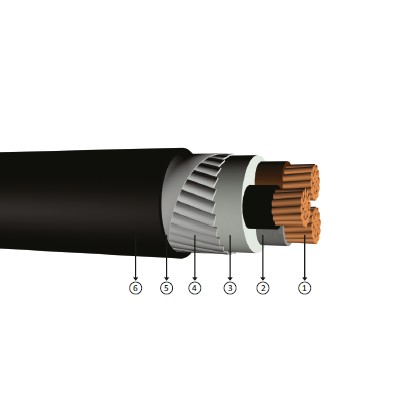 3x25, 0.6/1 kV halogen-free, non-flame retardant, XLPE insulated, flat steel wire armoured, multi-core, copper conducter cables, yxz3z1-r, n2xfgh