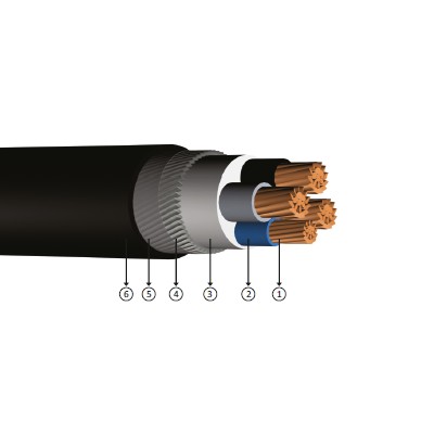 3x16+10, 0.6/1 kV halogen-free, non-flame retardant, XLPE isoly, round steel wire armoured, multi-core, copper-conducter cables, yxz2z1-u, yxz2z1-r, n2xrh, cu/xlpe/swa/lszh