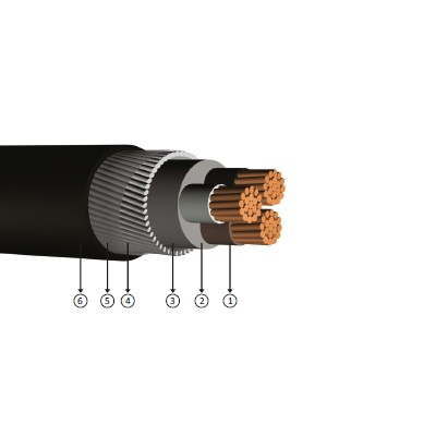 3x95, 0.6/1 kV XLPE izoleli, yuvarlak çelik tel zırhlı, çok damarlı, bakır iletkenli kabloları, YXZ1Z2Z1-R, CU/XLPE/LSZH/SWA/LSZH, N2XHRH