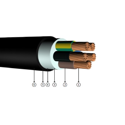 5x16, 0.6/1 kV XLPE insulated, round steel wire armoured, multi-core, copper conducter cables, yxz1z2z1-r, cu/xlpe/lszh/swa/lszh, n2xhrh