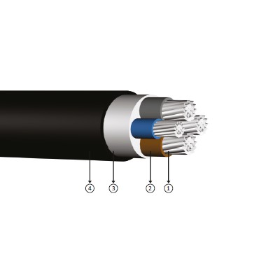 3x25+16, 0.6/1 kV halogen-free, non-flame retardant, XLPE insulated, single-core, aluminum conducter cables, yaxz1-r, na2xh