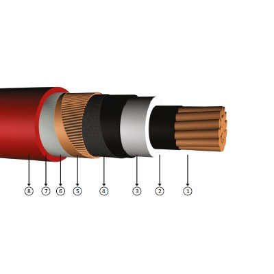 1x240/25, 5.8/10 kV (6/10 kV) or 6.35/11 kV XLPE, Single-core, copper conducter cables, YXC7V-R, N2xsy, CU/XLPE/CWS/PVC