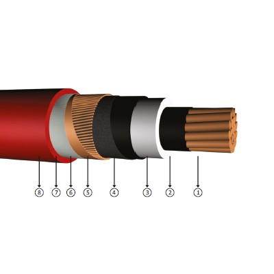 1x25/16, 3.6/6 kV halogen-free, non-flame retardant, XLPE insulated, single-core, copper conducter cables, YXC7Z1-R, N2xsh, CU/XLPE/CWS/LSZH