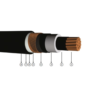 1x25/16, 3.6/6 kV XLPE insulated, single -core, waterproof, copper -conducter cables, N2XS (F) 2y, CU/XLPE/LW/CWS/LW/LW/PE