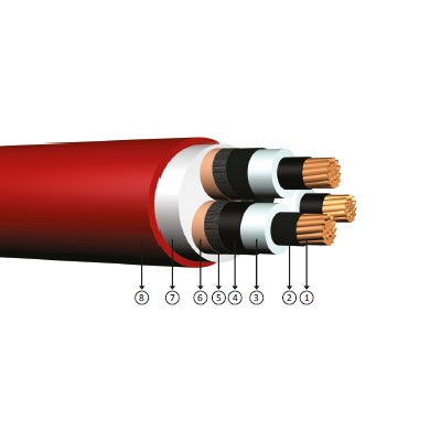 3x185/25, 5.8/10 kV (6/10 kV) or 6.35/11 kV XLPE, three-core, copper conducter cables, YXC8V-R, N2xsey, CU/XLPE/CTS/PVC