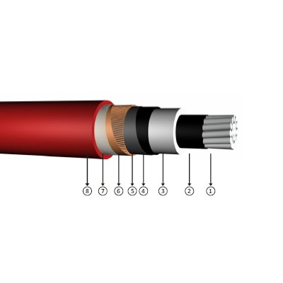 1x25/16, 5.8/10 kV (6/10 kV) or 6.35/11 kV XLPE, single-core, aluminum conducter cables, YAXC7V-R, NA2XSY, AL/XLPE/CWS/PVC
