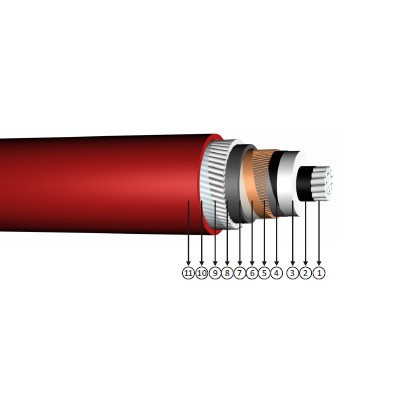 1x35/16, 3.6/6 kV XLPE izoleli,tek damarlı, yuvarlak alüminyum tel zırhlı, alüminyum iletkenli kablolar, NA2XSYR(A)Y, CU/XLPE/CWS/PVC/AWA/PVC