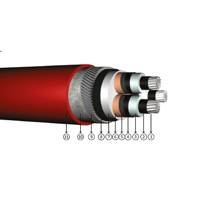 3x25/16, 3.6/6 kV XLPE insulated, round steel wire armoured, three-core, aluminum conducter cables, YAXC8VZ2V-R, NA2xseyry, AL/XLPE/CTS/PVC/SWA/PVC