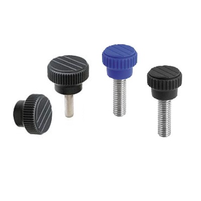Knurled Head Bo.0 D=M06X10, H=11.5, Thermoplastic, Bil:Stainless Steel