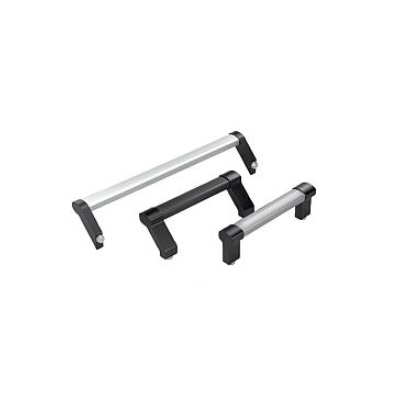 Pipe Handle L=430, Form:A Aluminum, Black Anodized Coating, Bil:Stainless