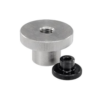 Knurled Nut High D=M04 D1=16 H=9.5, Easy Operation. Steel Polished