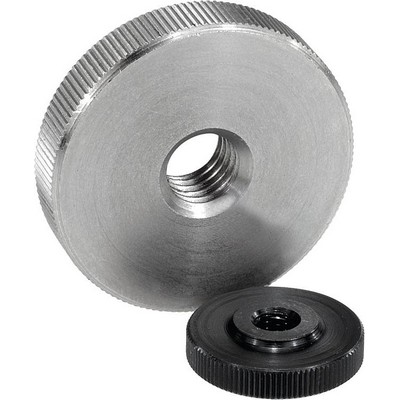 Knurled Nut Flat D=M04 D1=16 H=4, Easy Operation. Steel Polished