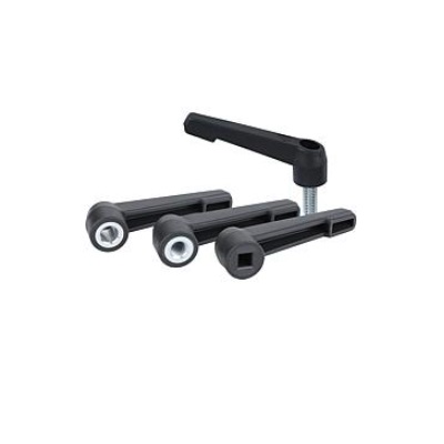 Clasp Lever Non-Adjustable Size 4, External Threaded M12X30, Plastic Black Ral7021,